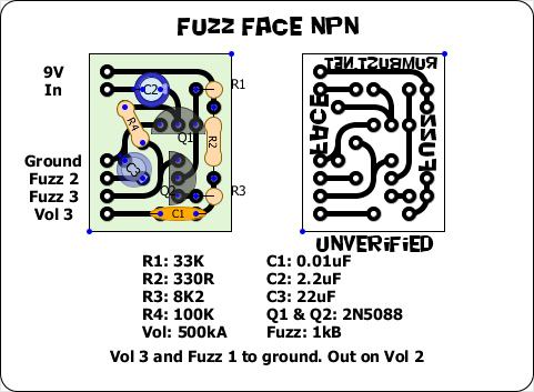 Fuzz Face NPN PCB Layout